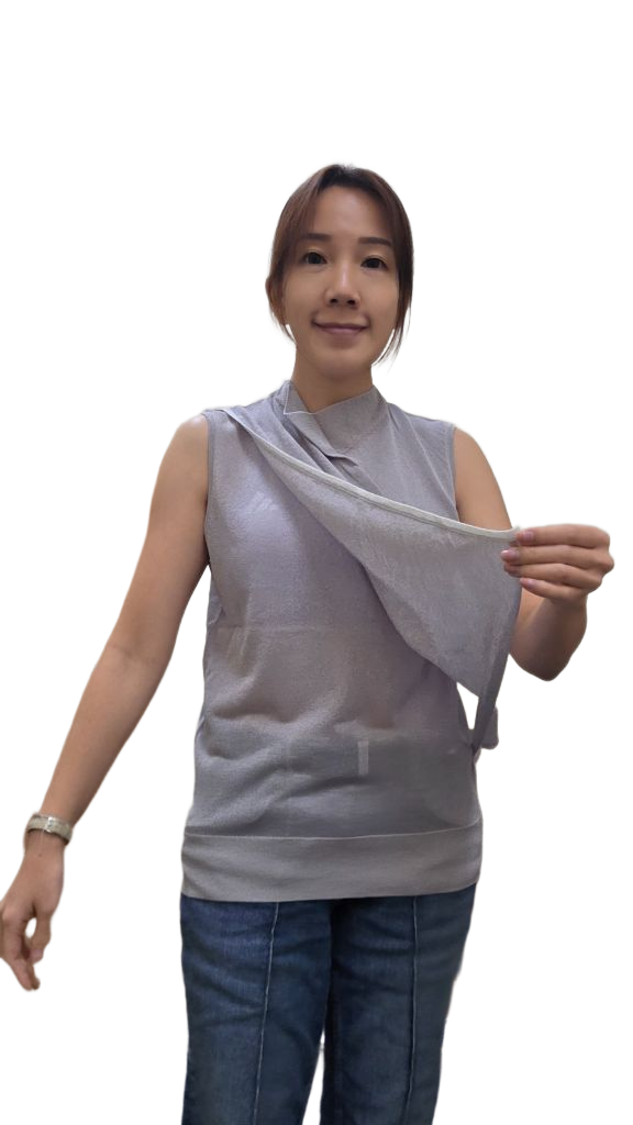 LUXE STITCHES光絲不對稱交叉領無袖針織背心 | 撞色滾邊小企領上衣 Korean Draped Knit Vest TOPS