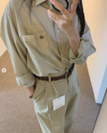 韓國設計拼接格紋釘珠棉質襯衫 | 小格子Oversize恤衫 Korean Plaid Shirt