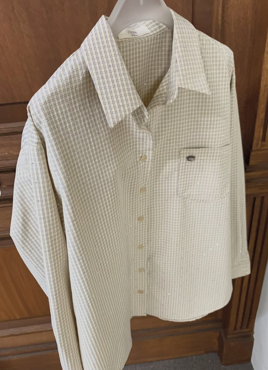 韓國設計拼接格紋釘珠棉質襯衫 | 小格子Oversize恤衫 Korean Plaid Shirt