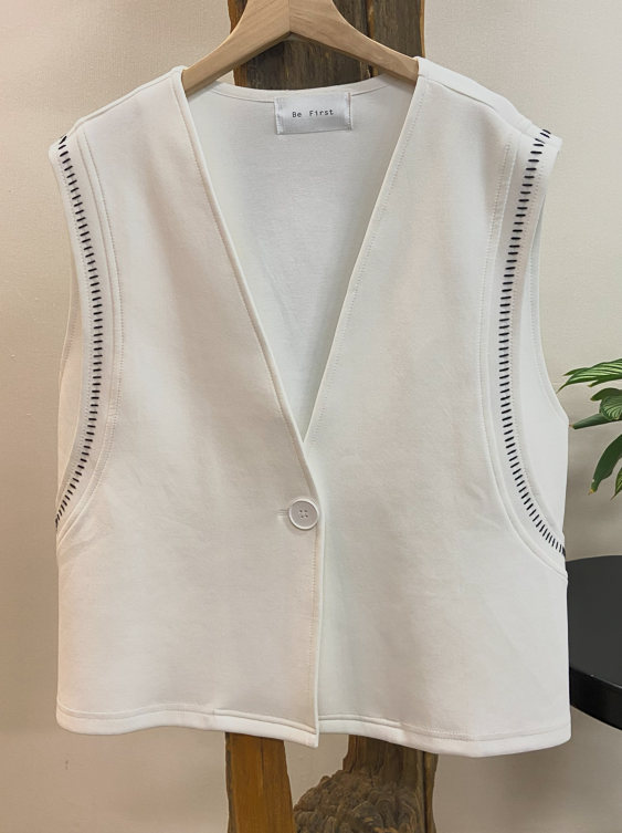 韓國Be First梯子縫線V領西裝背心 | 單鈕扣簡約馬甲 Korean V-Neck Vest