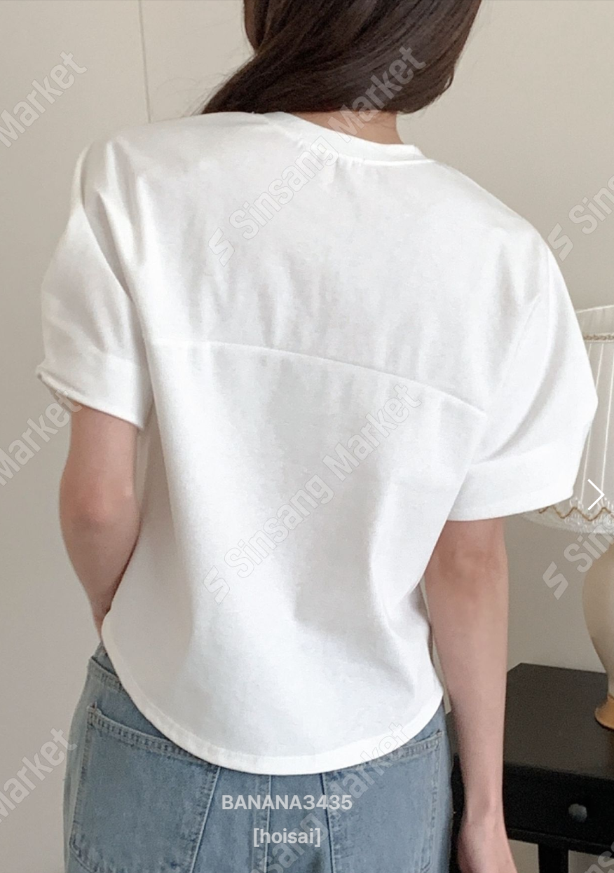 韓國BANANA3435泡泡袖棉質短袖上衣 | 寬鬆圓領蓬袖T恤 Korean Puff Sleeve Cotton Top