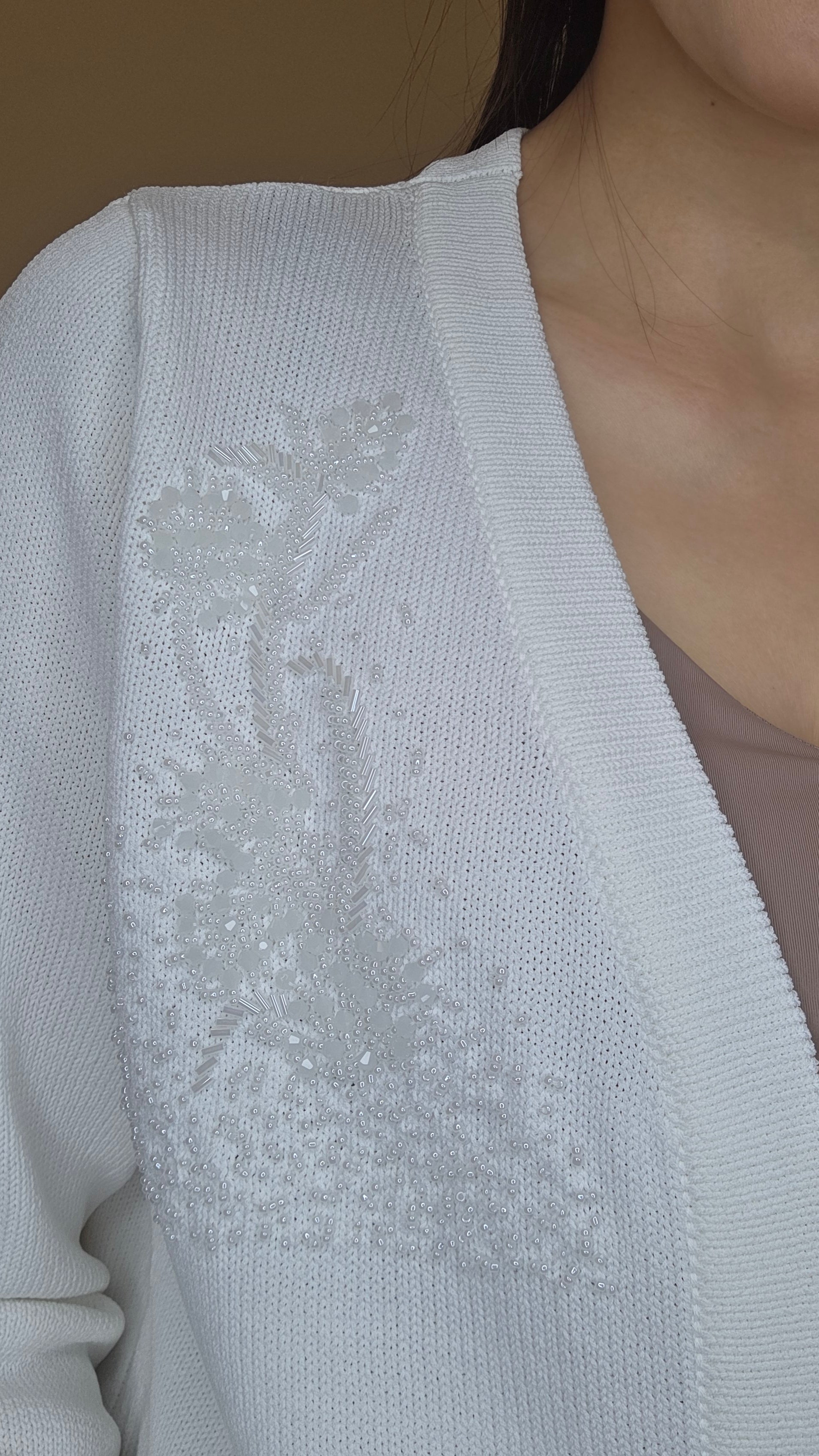 LS60613 韓國珠飾刺繡開胸針織外套｜優雅輕薄 Knit Cardigan