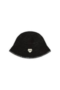 韓國 EMIS -HEART RUBBER PATCH KNIT BUCKET HAT-BLACK