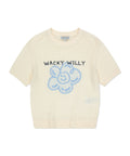 韓國直送 WACKY WILLY - 女裝圖案短袖針織衫奶油色