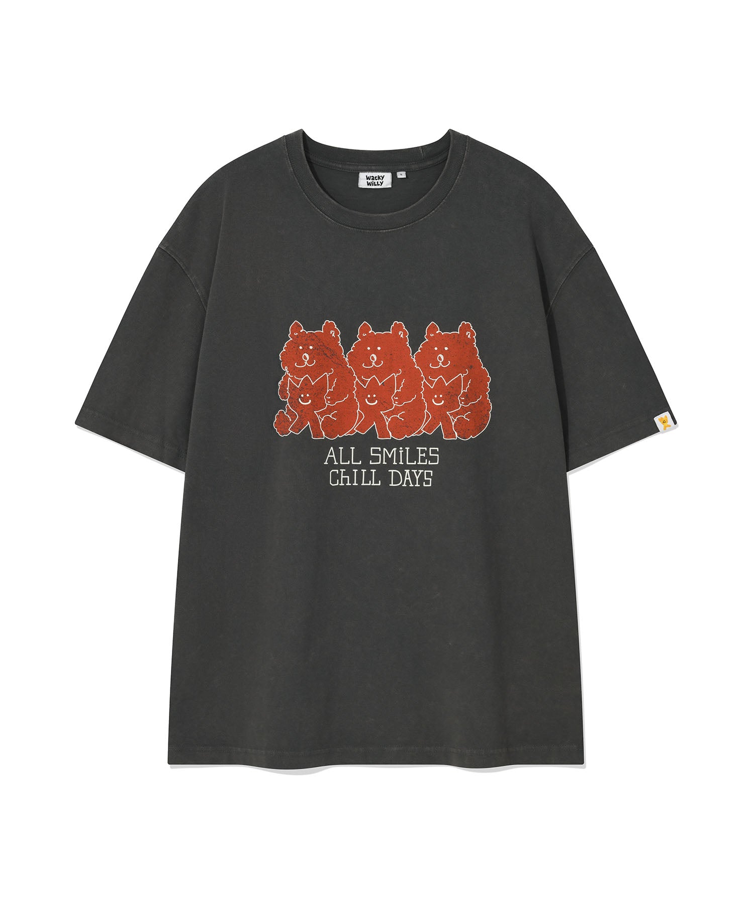 韓國直送 WACKY WILLY - 奇奇與熊印花短袖T恤 炭灰色
