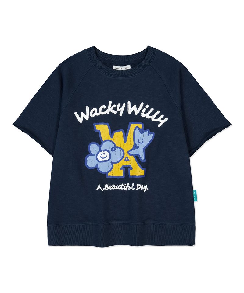 韓國直送 WACKY WILLY - 琪琪莉莉短袖衛衣深藍色