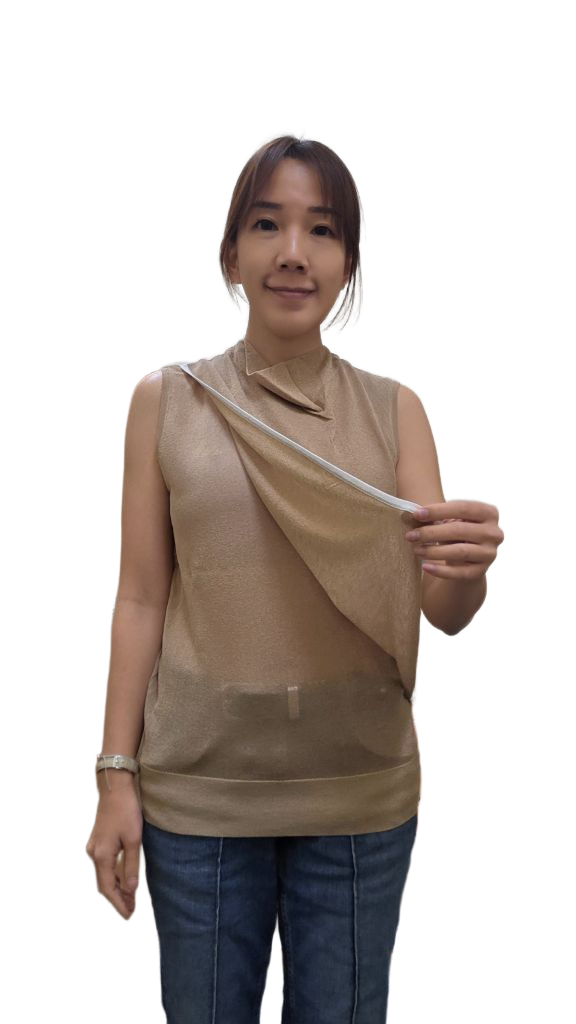 LUXE STITCHES光絲不對稱交叉領無袖針織背心 | 撞色滾邊小企領上衣 Korean Draped Knit Vest TOPS
