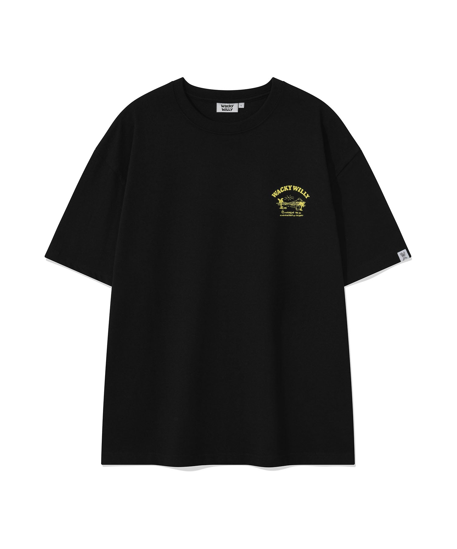 韓國直送 WACKY WILLY - 海灘圖案度假短袖T恤 黑色
