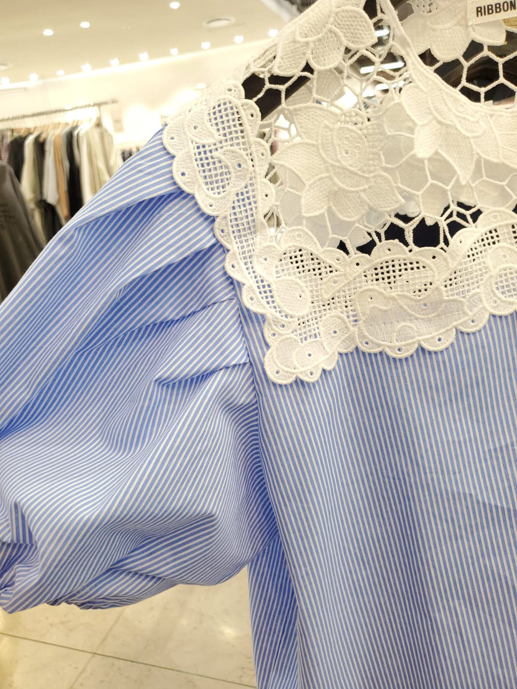韓國Ribbon Dress上衣 LRD60618 - Stripe