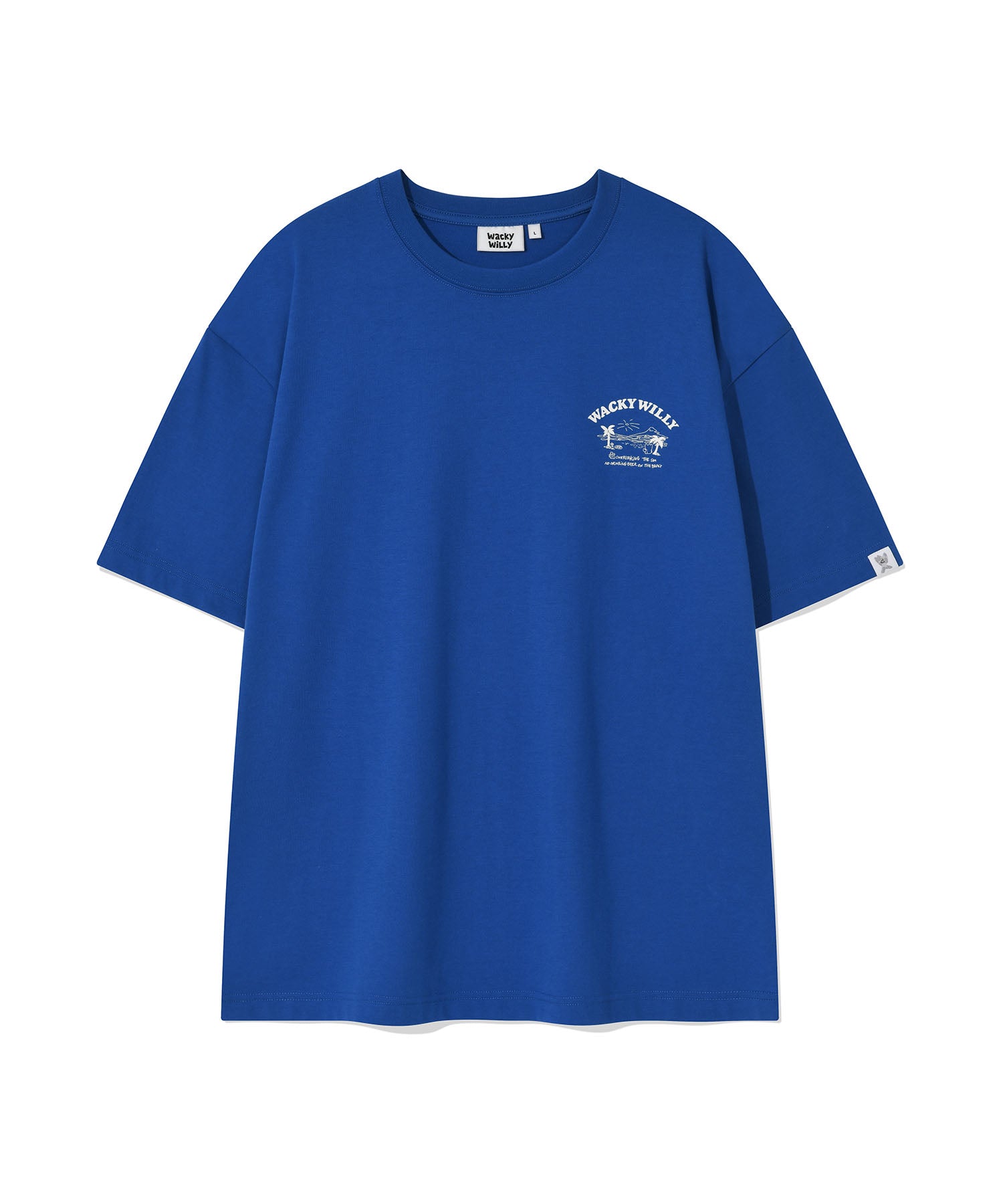 韓國直送 WACKY WILLY - 海灘圖案度假短袖T恤 藍色