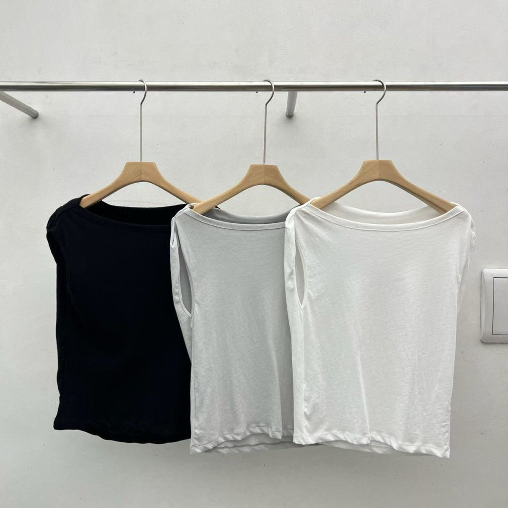 韓國垂墜領無袖上衣｜韓系氣質修身背心 Draped Cowl Neck Top