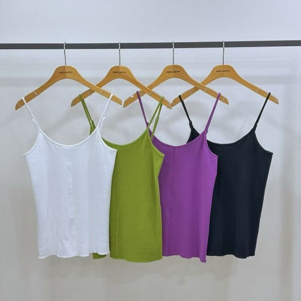 Paris Match 簡約細肩帶背心 | 韓系百搭純色吊帶上衣 Korean Basic Cami Top