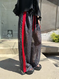 韓國FRANC撞色織帶闊腿運動褲 | 街頭暗黑風鬆緊腰寬褲 Korean Side Stripe Wide Leg Pants