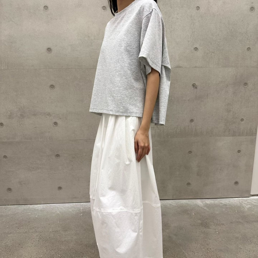 韓國拼接長裙 | 橫紋分段設計鬆緊腰半裙 Korean Paneled Long Skirt