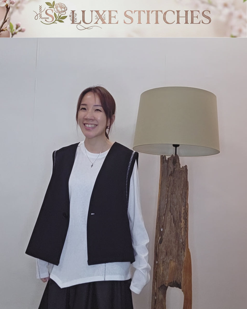 韓國Be First梯子縫線V領西裝背心 | 單鈕扣簡約馬甲 Korean V-Neck Vest