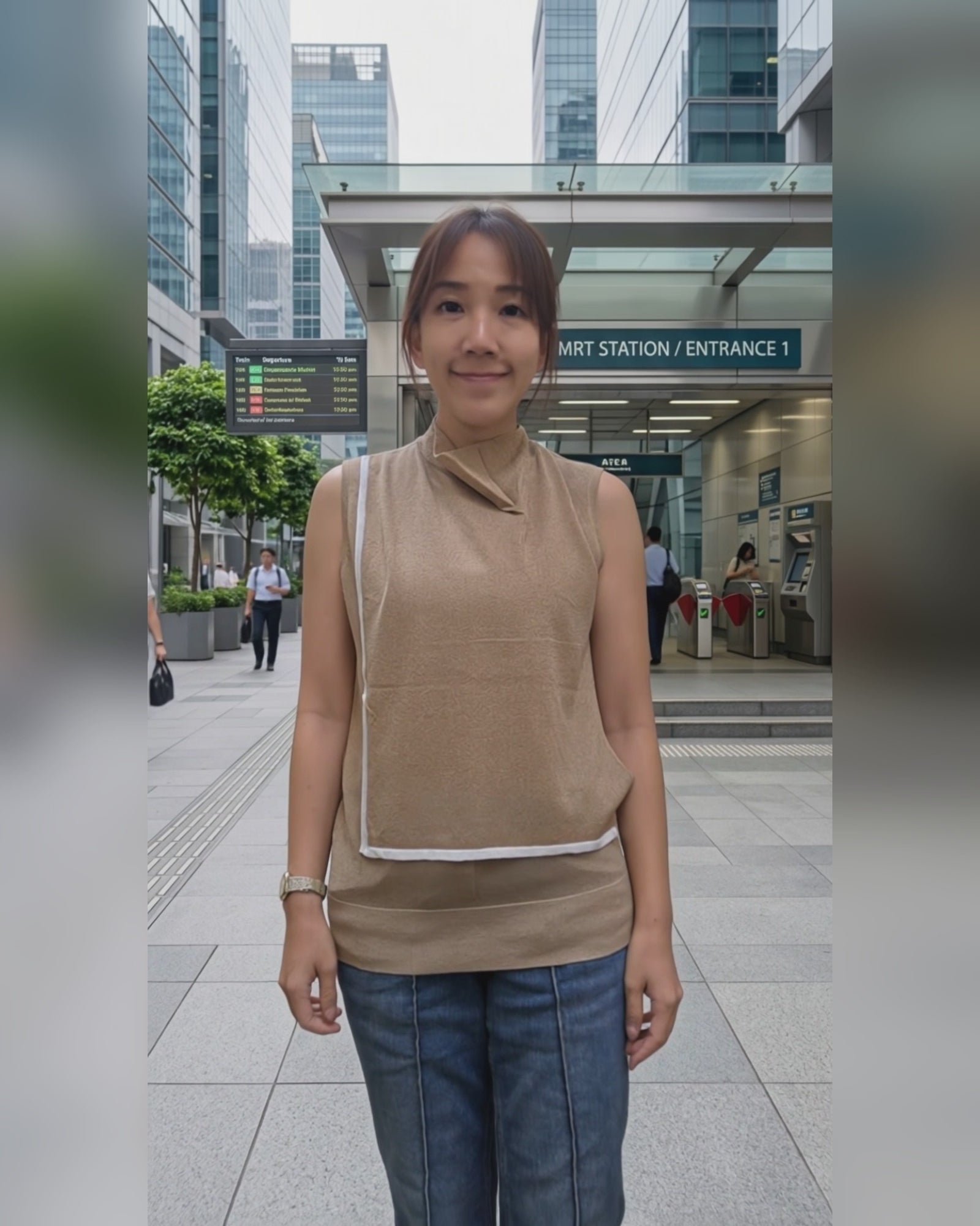 LUXE STITCHES光絲不對稱交叉領無袖針織背心 | 撞色滾邊小企領上衣 Korean Draped Knit Vest TOPS